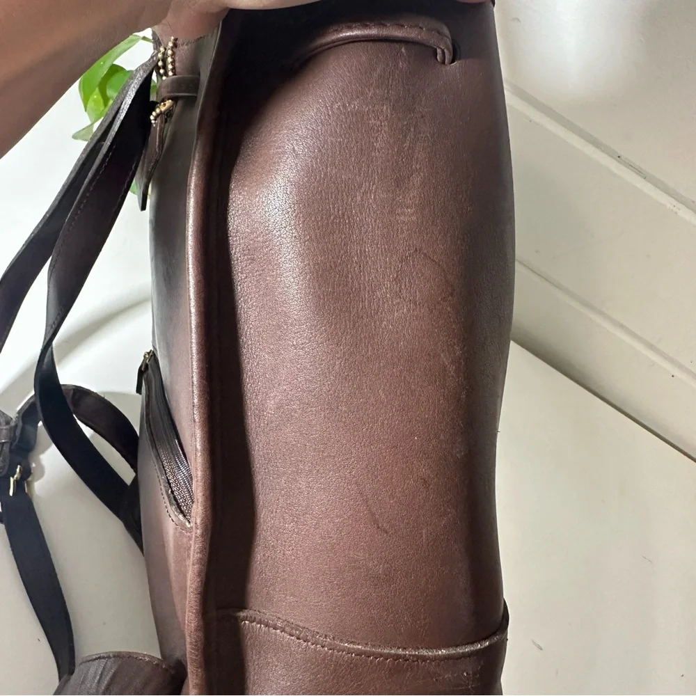 Vintage COACH 9791 Brown Genuine Leather Gold Classic Turn Lock Top Handle - Picture 12 of 13